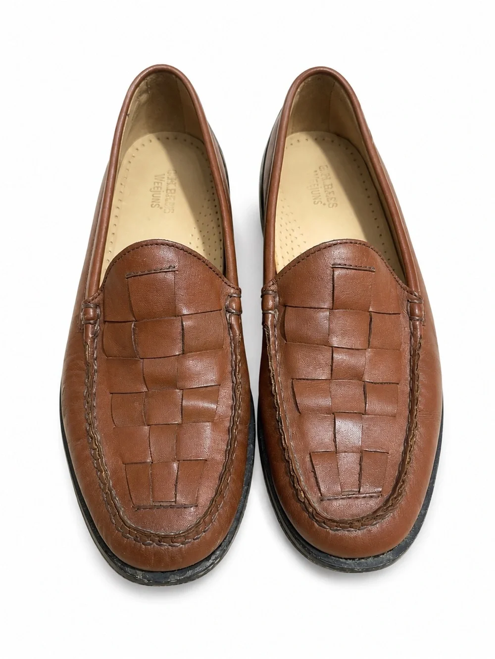 G.H. Bass Larson Woven Weejuns Brown Leather Loafers Men’s 10.5 D